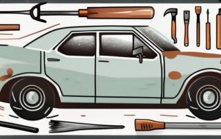 A car with visible rust spots on the body