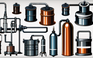 Various industrial equipment and machinery coated with different types of protective industrial paints and finishes