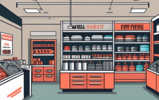 A well-organized auto parts store with shelves full of various car parts