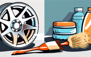 Aluminum car rims with visible brake dust on them