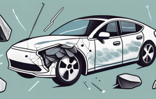 A small rock causing a chip on a car's windshield