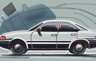 A car with close-up on the windshield showing a scratch