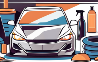 A car with visible scratches being polished with a buffer