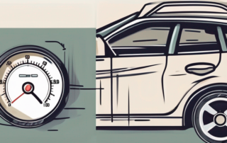 A pressure gauge attached to a car tire