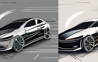 A black car with before and after images