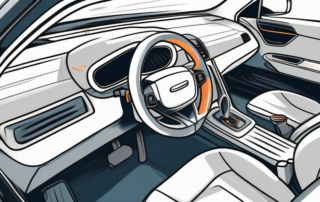 An open car interior with various cleaning tools like a vacuum