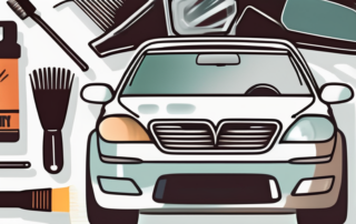 A car with its headlights on