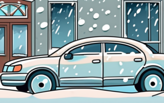 A car covered in snow parked outside