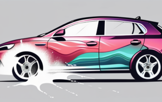 A car with half of it being sprayed with a glossy sprühfolie