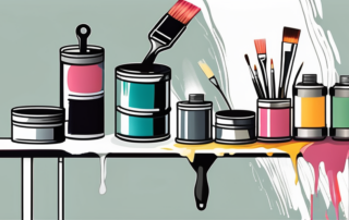 A paint roller applying a shiny metallic paint on a surface