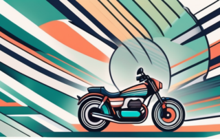 A motorcycle showcasing different styles of decorative stripes in vibrant colors