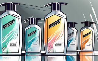 Several high-quality car shampoos displayed in a row