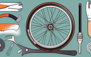A bicycle wheel with a broken rim