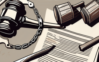 A pair of handcuffs and a gavel