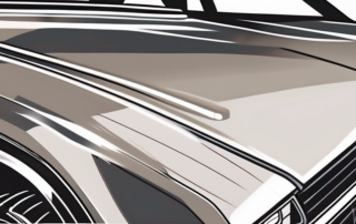 A car with visible scratches on the surface and a polishing tool next to it