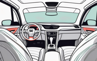 A car interior with cleaning tools such as a vacuum