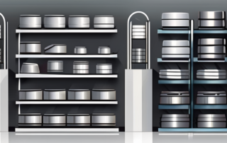 A variety of car rims displayed in a shopping setting