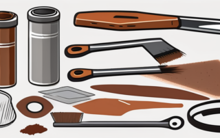 An effective rust repair kit with various tools and products like sandpaper