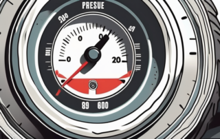 A car tire attached to a pressure gauge