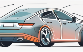 A car with highlighted areas showing potential signs of a distorted frame
