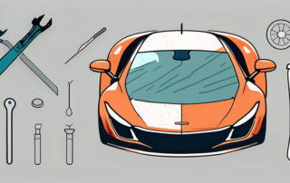 A car windshield with a noticeable chip or crack