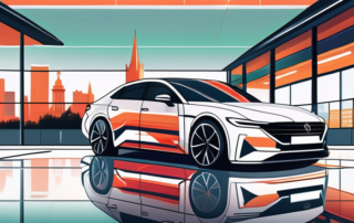 A car being wrapped with a vibrant