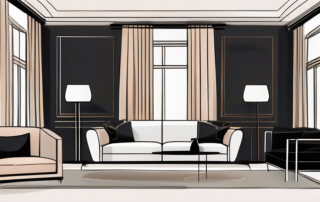 A luxurious living room setting with satin matte black furniture