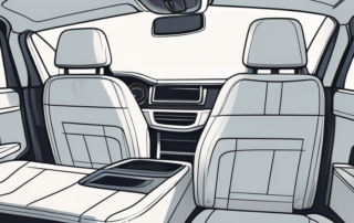 A car interior with various cleaning tools like a vacuum