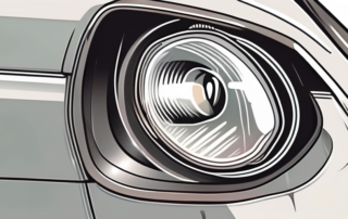 A matte car headlight with cleaning tools such as a spray bottle