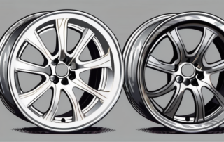 Damaged aluminum car wheels with visible signs of common causes such as cracks