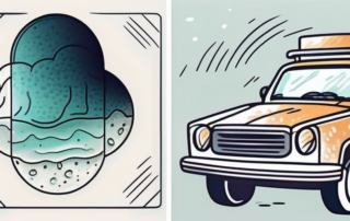 A cloudy car headlight on the left side