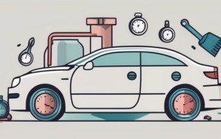 A car with a small dent being repaired with spot-repair tools