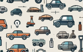 A map with various car-related icons (like a steering wheel