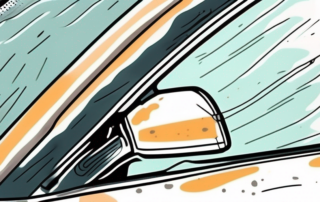 A car windshield covered in grime and smears