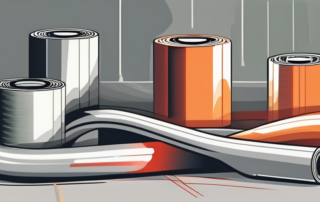 Several different types of heat-resistant sealing tapes next to a car exhaust system