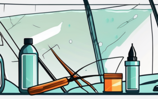 A windshield with a visible crack