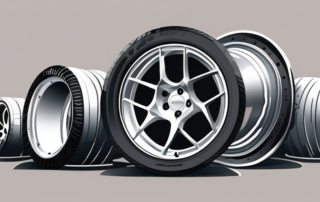 Several high-quality aluminum car rims displayed prominently