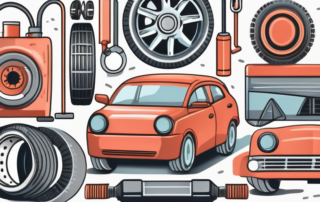 Various car parts like tires