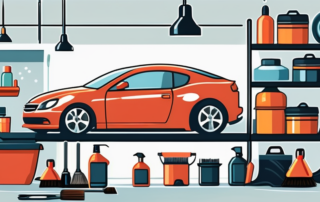 Various car detailing tools like a vacuum cleaner