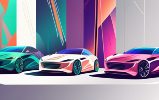 Several cars with different vibrant wrapping foils