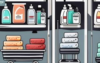 A variety of car care products such as car wash soap