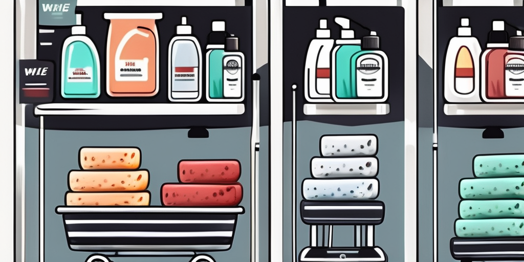 A variety of car care products such as car wash soap