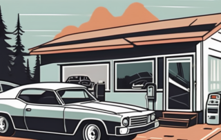 A well-maintained auto repair shop in a picturesque regional setting