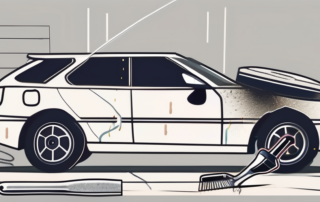 A car with visible plastic scratches on its surface