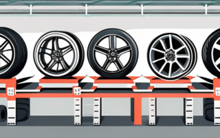 Various types of car wheels (felgen) on a production line