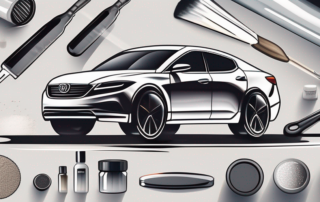 A car with a glossy ceramic coating under a spotlight