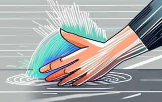 A holographic projection being wiped away by a stylized