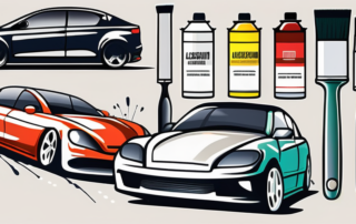 Various types of car paint finishes displayed on car models