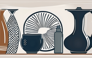 Various ceramic items like vases and plates