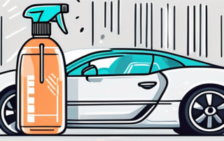 Various car cleaning tools like a microfiber cloth